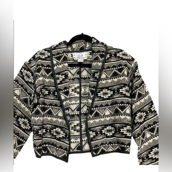 Crazy Cowgirl Women's Aztec Southwestern Print Knit Crop Jacket Boho Size M - Picture 2 of 4